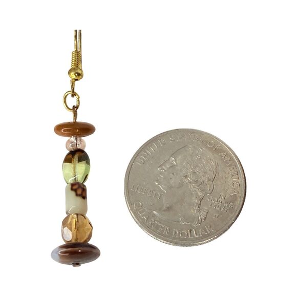 Handcrafted Beaded Drop Earrings with Mixed Glass Beads, Boho Style, 2" Dangle - Picture 9 of 12